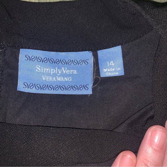 Simply Vera Vera Wang Black Long Sleeve Relaxed Blouse with Mandarin Collar - Picture 3 of 5